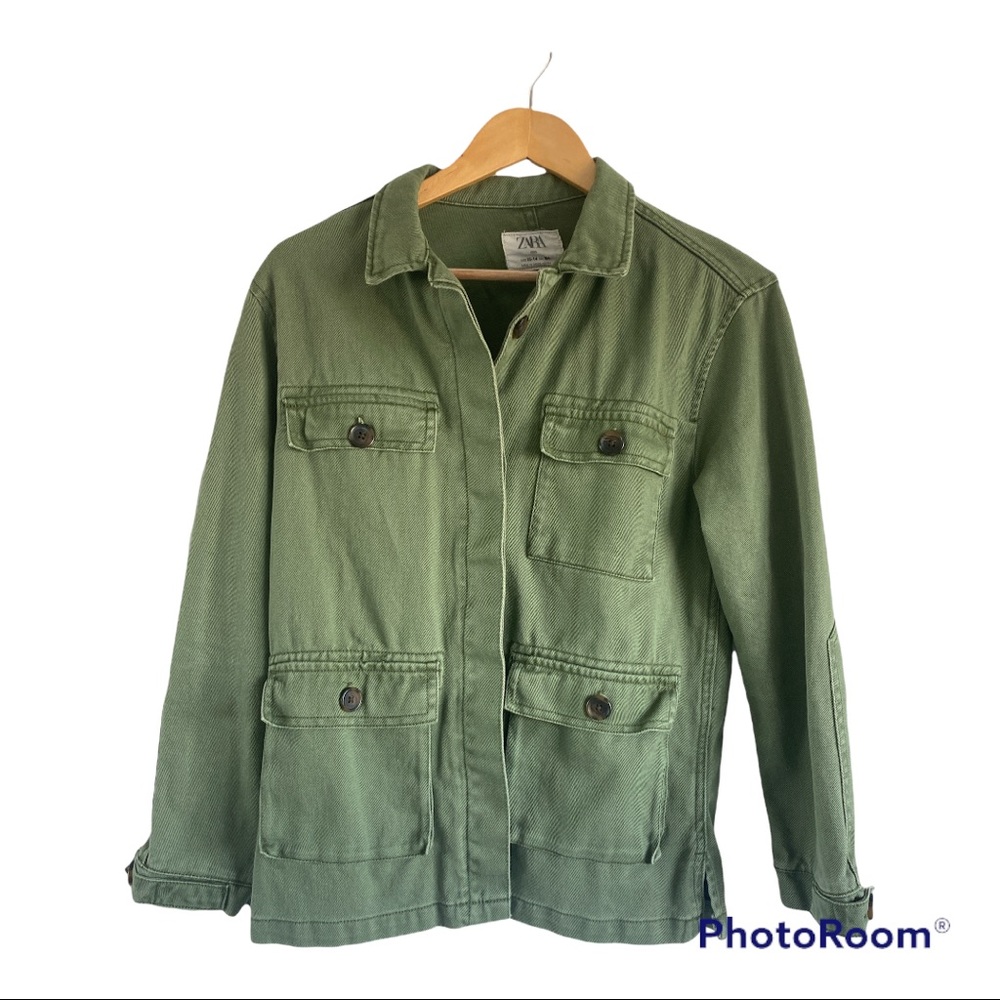 Zara Green Denim Jacket